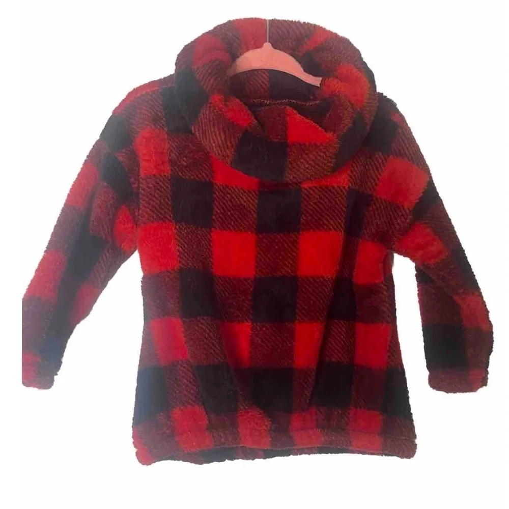 Toddler Old‎ Navy red/blk buffalo plaid soft fleece. 18-24 months.
